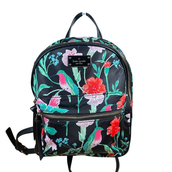 Kate Spade New York Bradley Wilson Road Floral Hummingbird Nylon Backpack - Picture 1 of 9
